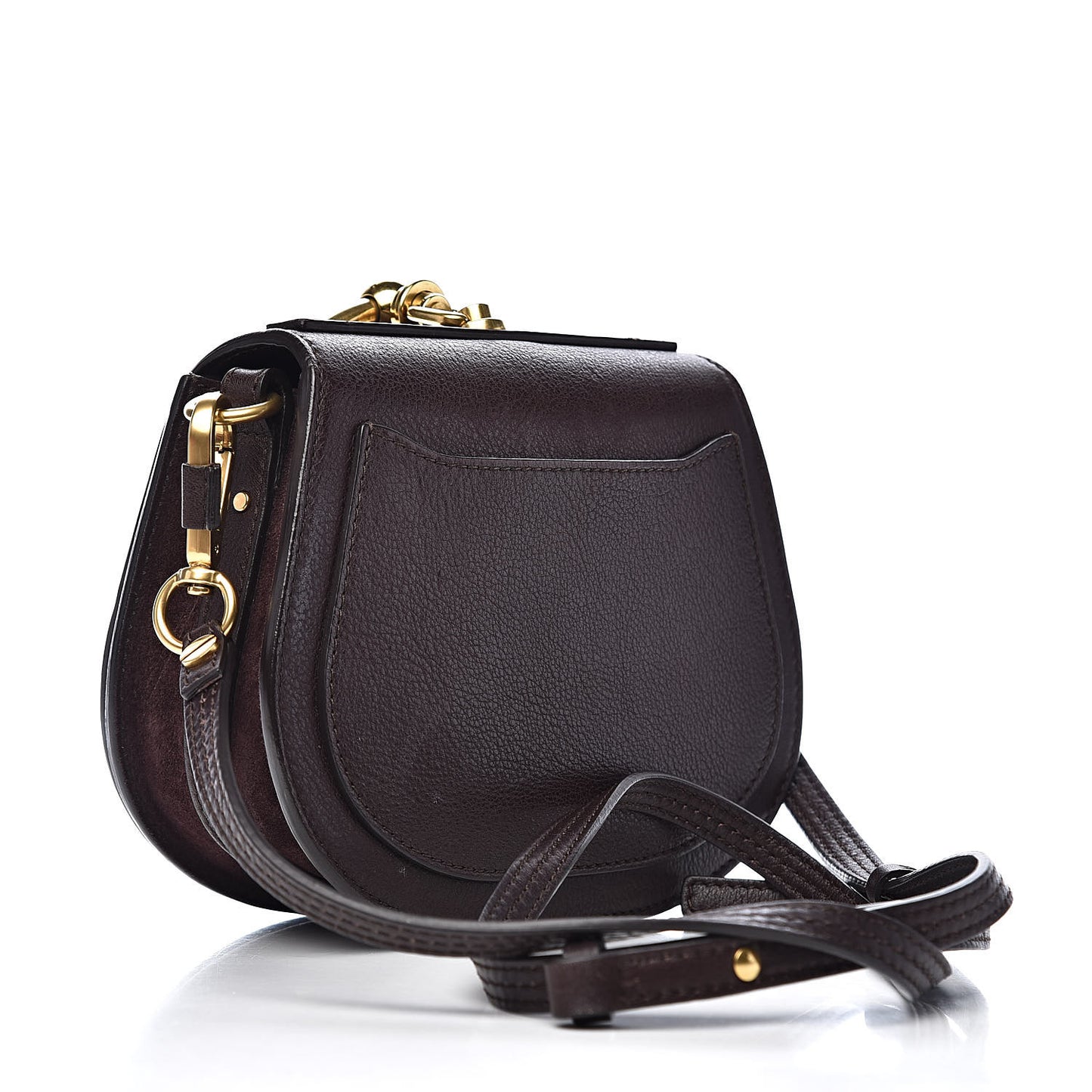 Calfskin Suede Small Nile Bracelet Bag Carbon Brown