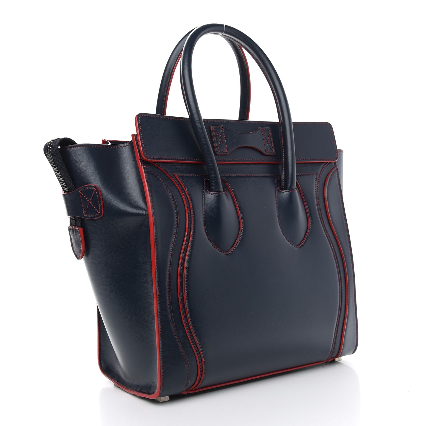 Satin Debossed Calfskin Micro Luggage Navy Blue