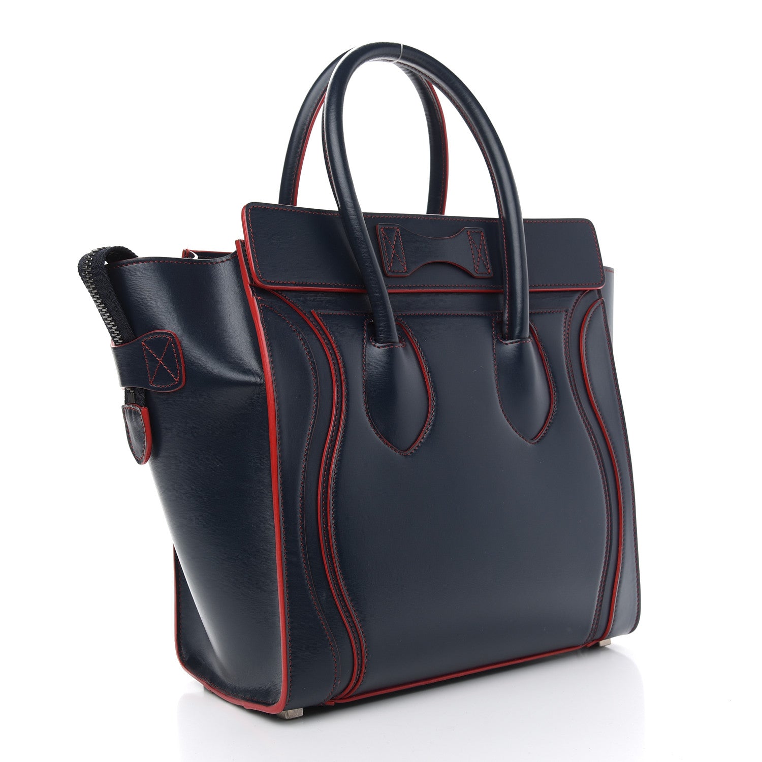 Celine Satin Debossed Calfskin Micro Luggage Navy Blue 3 of 9