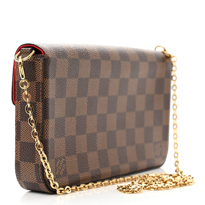 Louis Vuitton Damier Ebene Pochette Felicie Chain Wallet 3 of 10