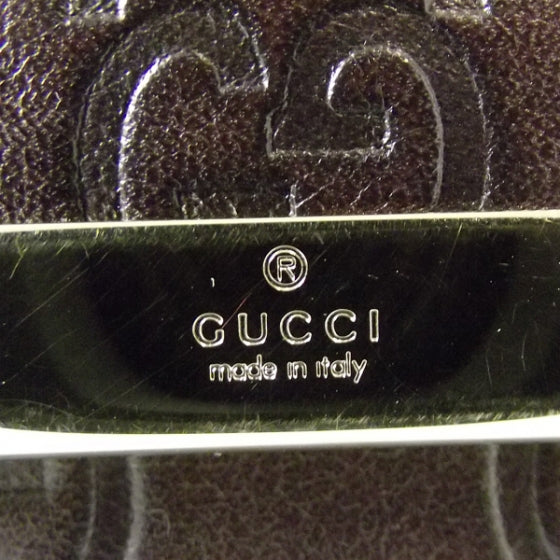 Guccissima Metal Bar French Flap Wallet Brown