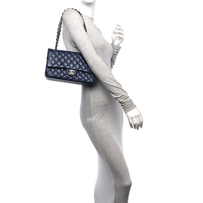 Chanel Caviar Quilted Medium Double Flap Navy 2 of 11