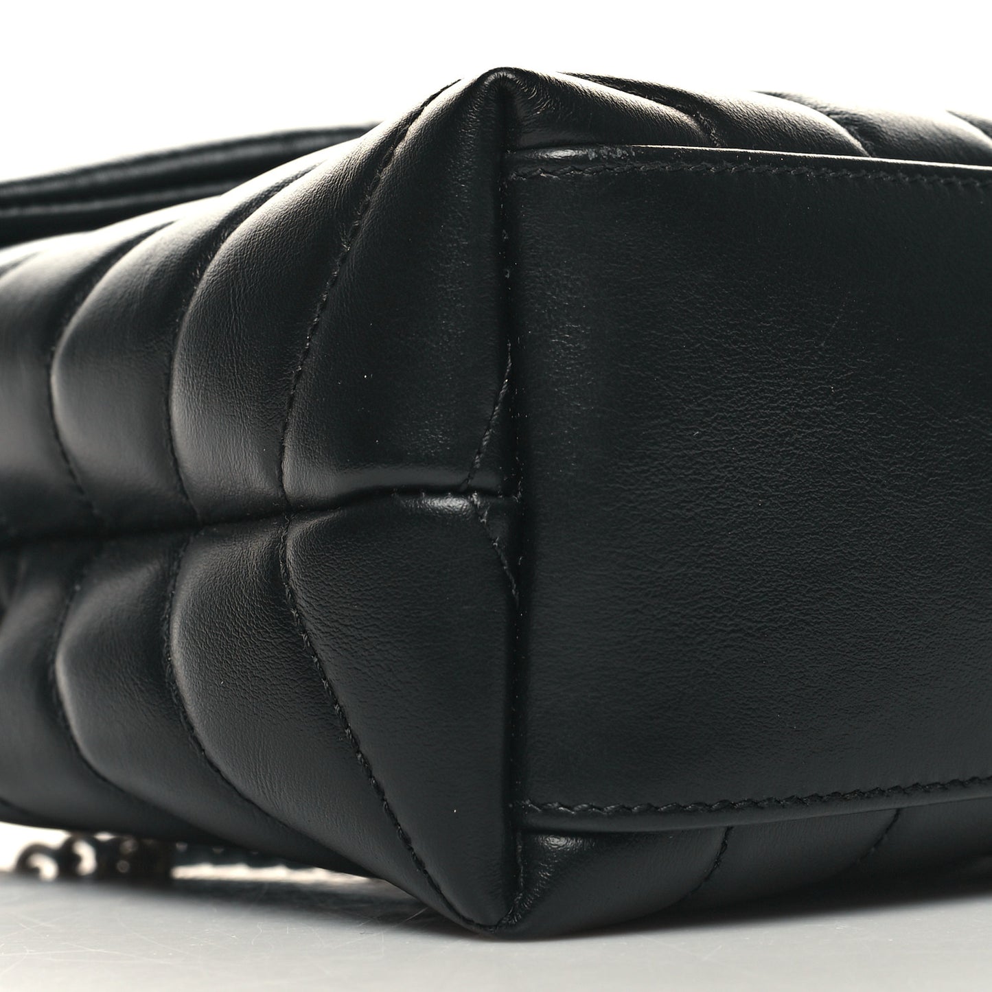 Calfskin Y Quilted Monogram Small Loulou Chain Satchel Black