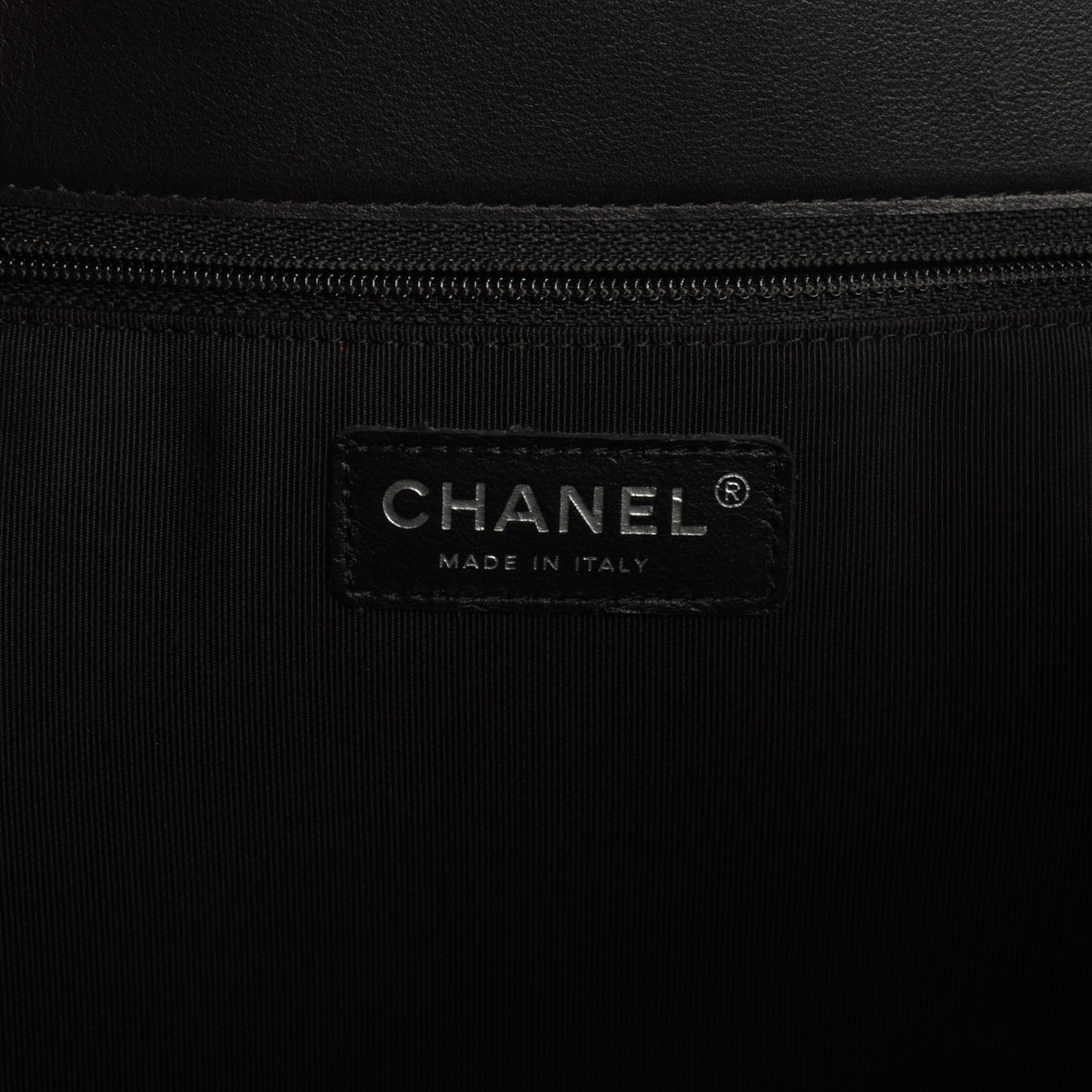 Calfskin Chevron Quilted Flap Tote So Black