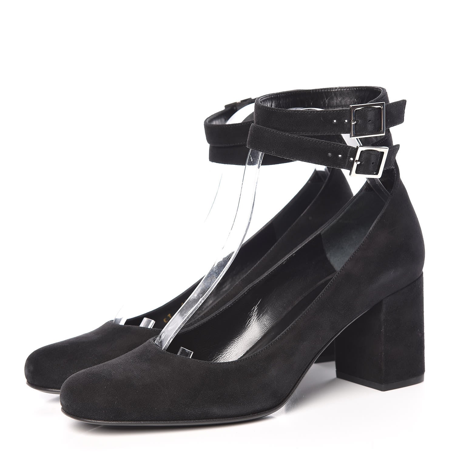 Saint Laurent Suede Babies Ankle Strap Pumps 40 Black 3 of 12