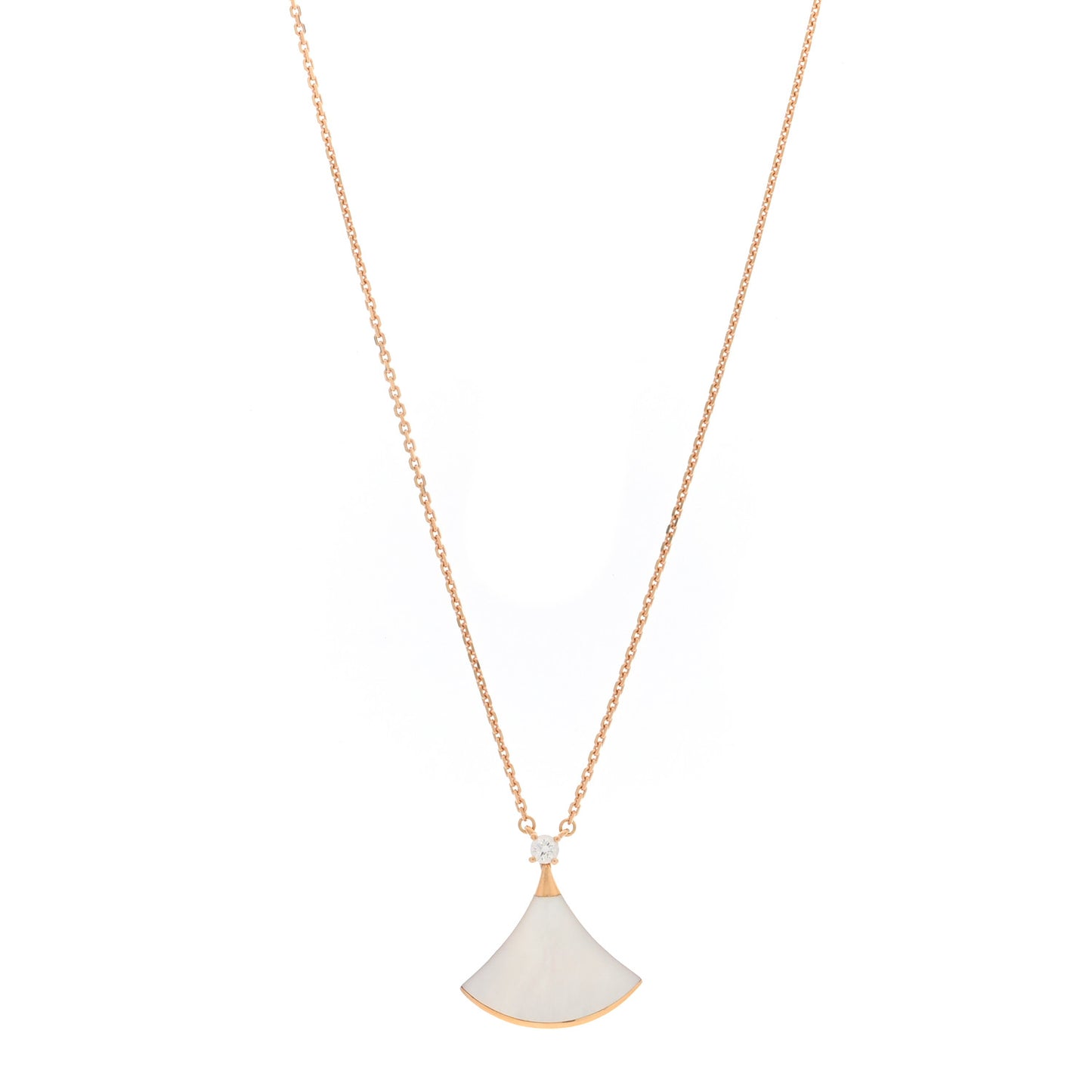 18K Rose Gold Diamond Mother of Pearl Divas' Dream Pendant Necklace