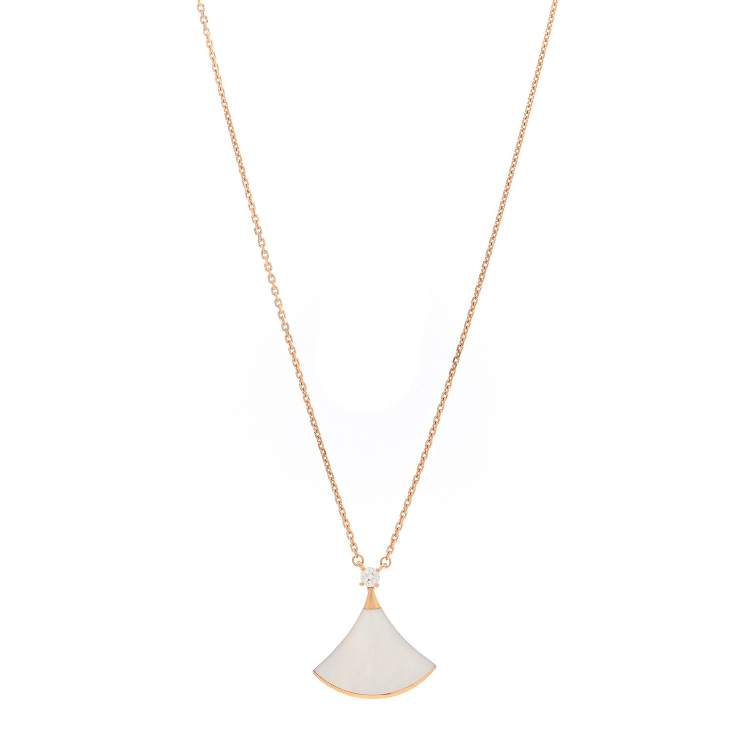 Bulgari 18K Rose Gold Diamond Mother of Pearl Divas' Dream Pendant Necklace 1 of 4