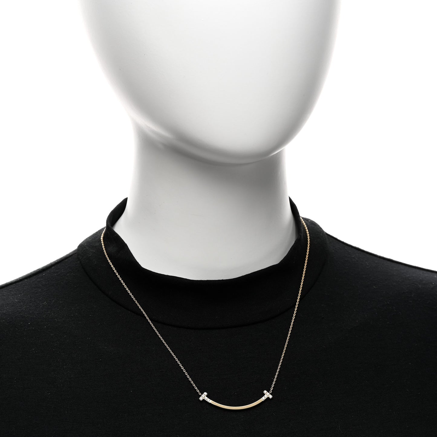 18K Yellow Gold Diamond .19ctw Medium T Smile Pendant Necklace