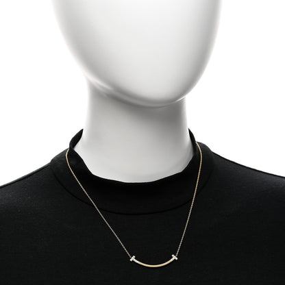 Tiffany 18K Yellow Gold Diamond .19ctw Medium T Smile Pendant Necklace 2 of 5