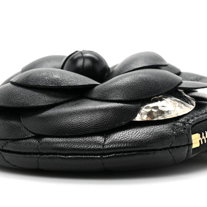 Chanel Lambskin Mini Camellia Bouquet Clutch With Chain Black 8 of 9