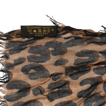 Louis Vuitton Cashmere Silk Leopard Etole Stole Marron 4 of 7