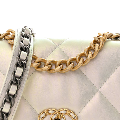 Chanel Iridescent Calfskin Quilted Medium Chanel 19 Flap White 8 of 10