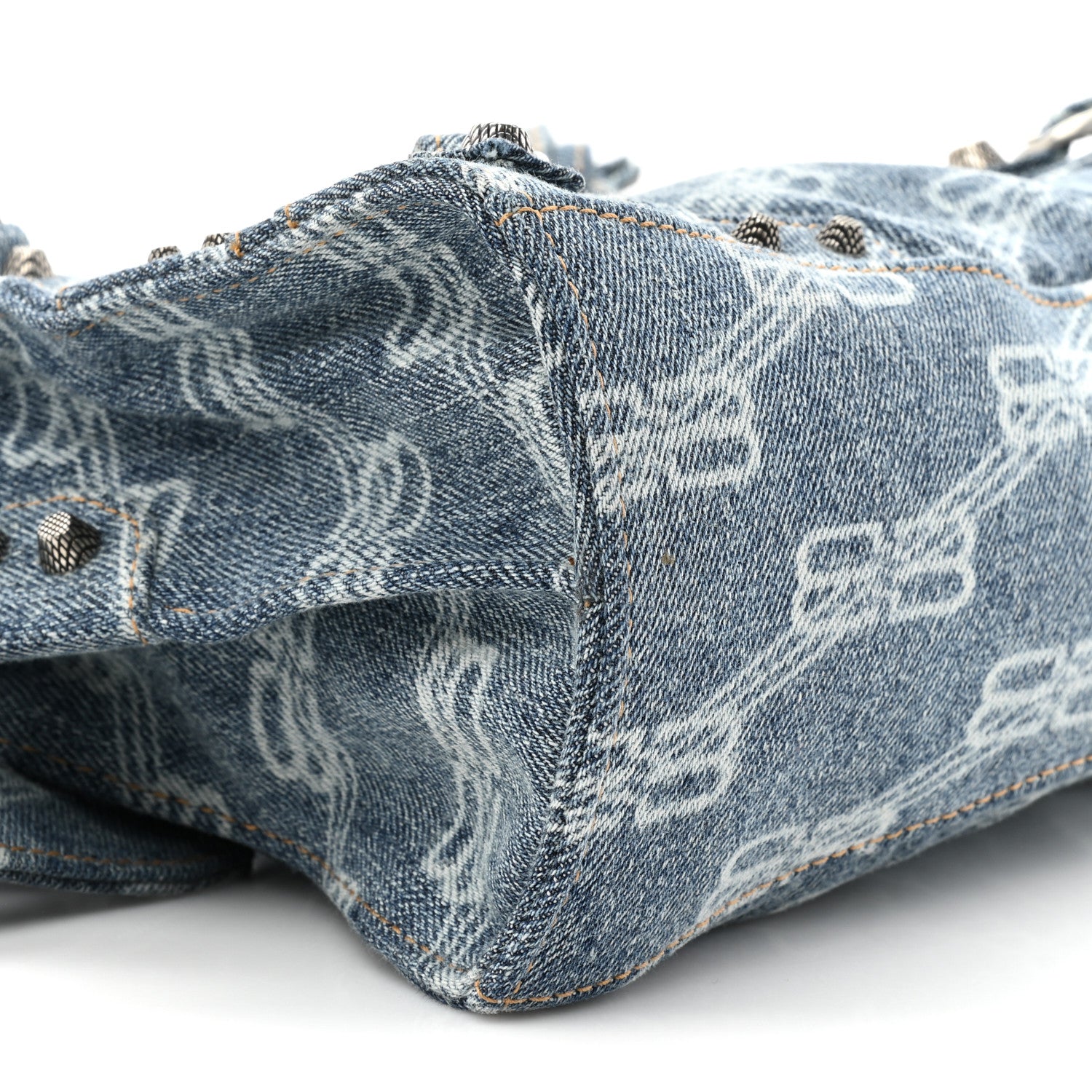 Balenciaga Denim BB Monogram Neo Cagole Handbag XS Blue 9 of 9