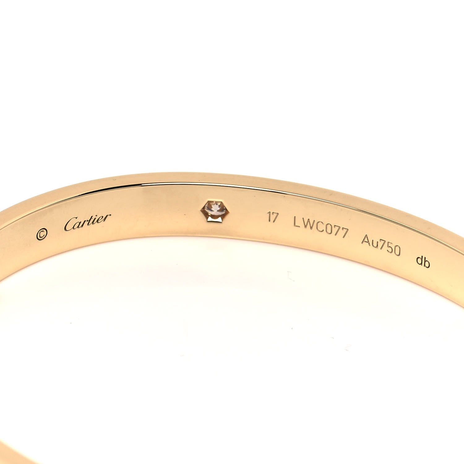Cartier 18K Yellow Gold 4 Diamond LOVE Bracelet 17 5 of 6