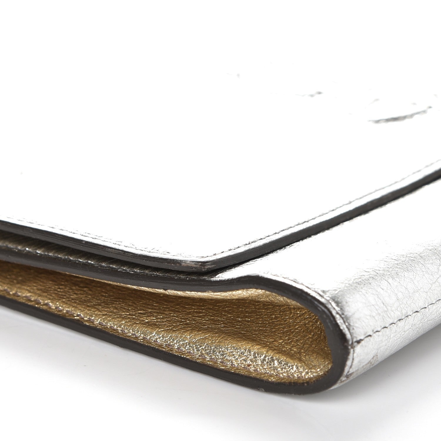 Saint Laurent Metallic Calfskin Large Belle De Jour Clutch Silver Gold 9 of 12