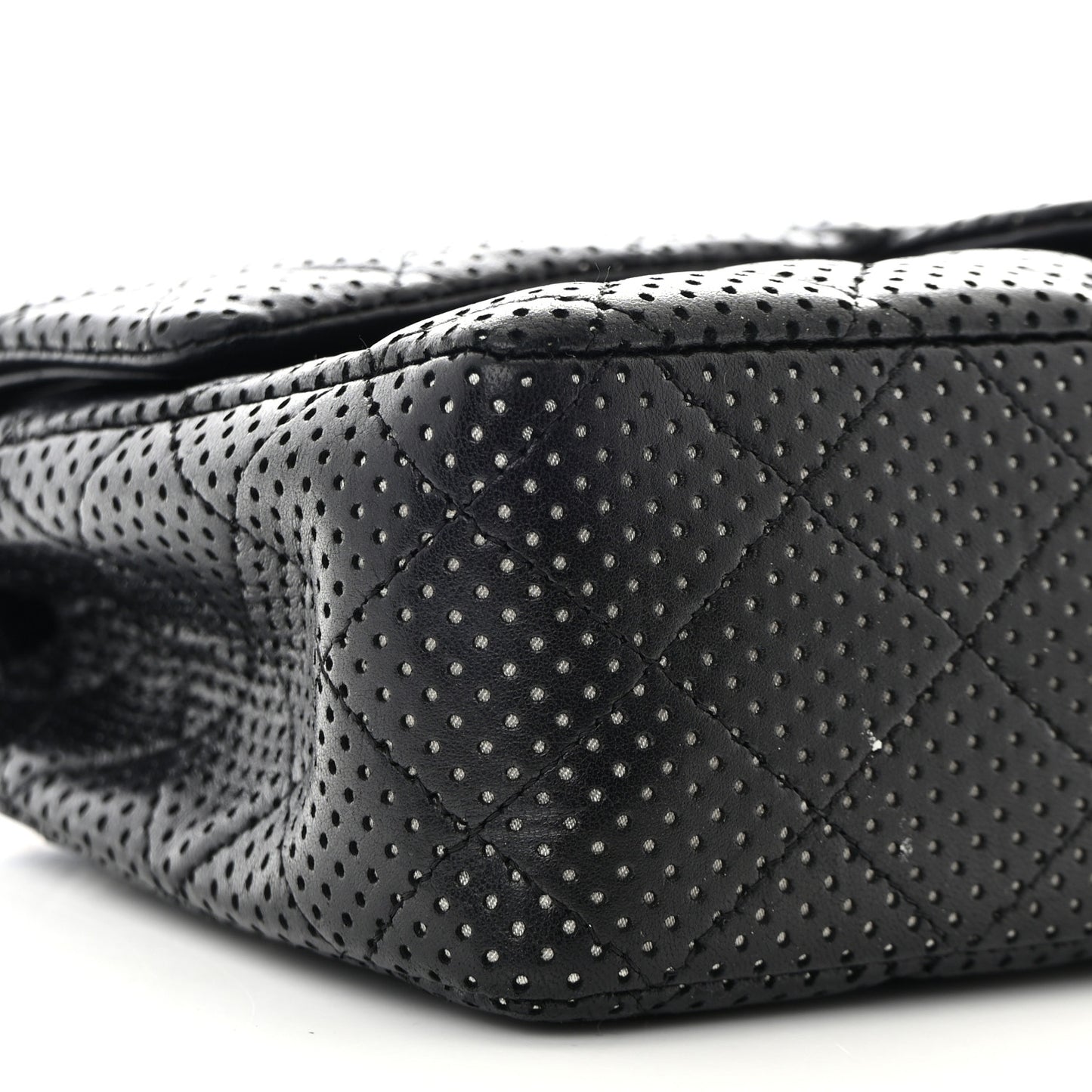 Lambskin Perforated Medium Double Flap Black