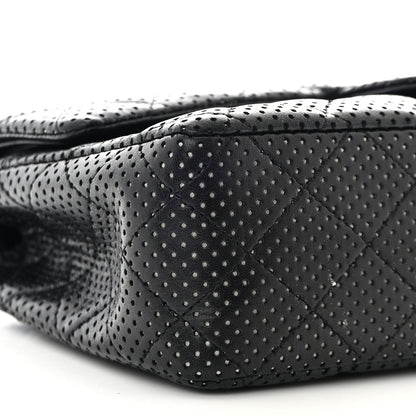 Chanel Lambskin Perforated Medium Double Flap Black 9 of 18