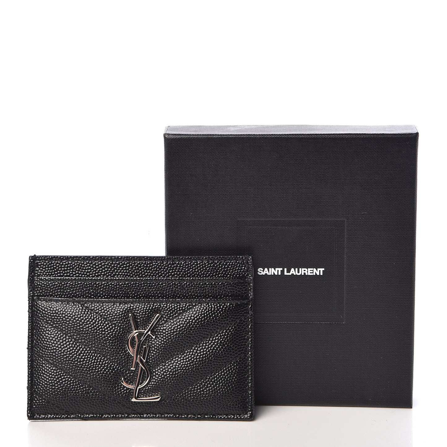 Grain De Poudre Matelasse Chevron Monogram Credit Card Case Black
