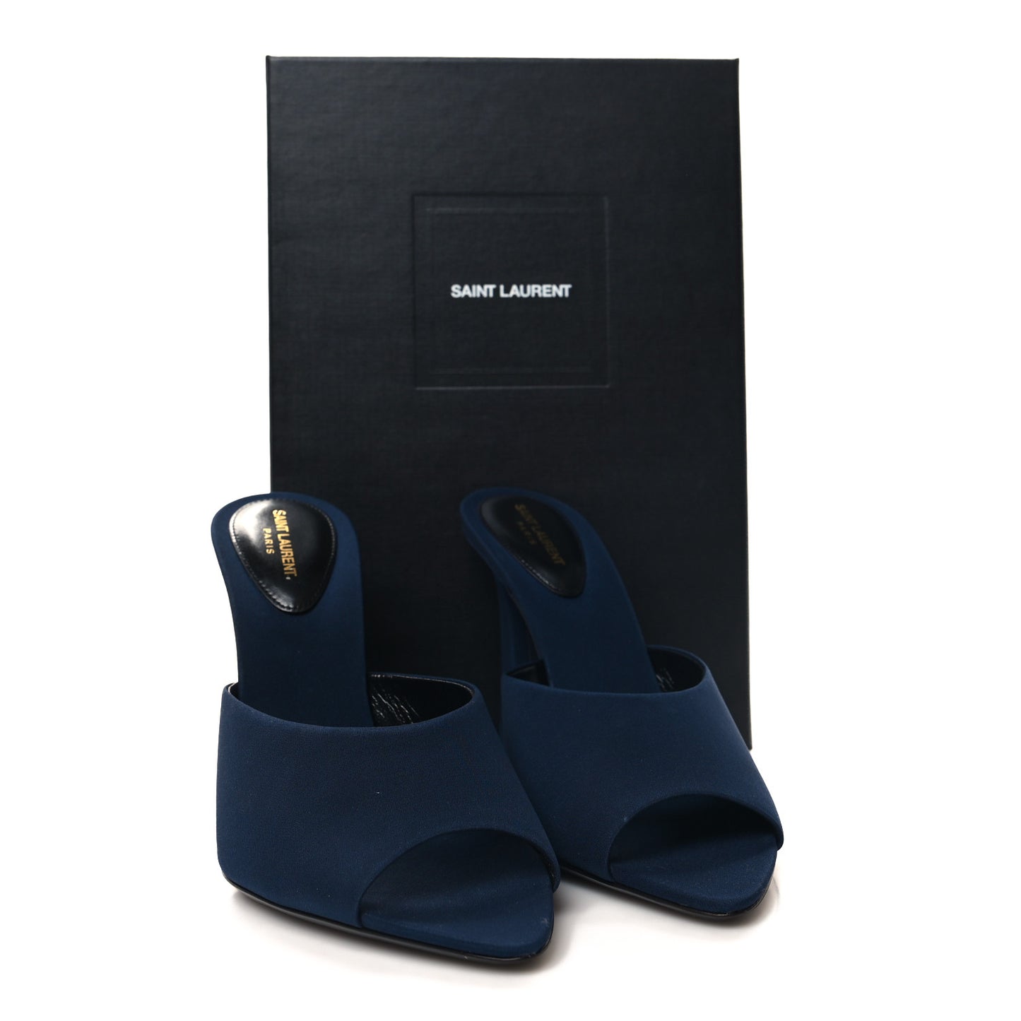 Crepe De Chine Suite Mule Sandals 40 Dark Blue