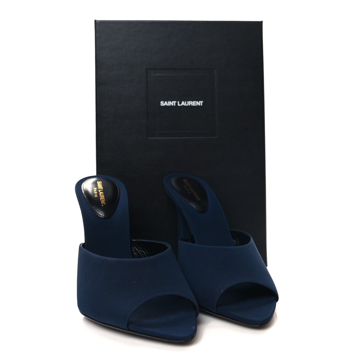 Saint Laurent Crepe De Chine Suite Mule Sandals 40 Dark Blue 9 of 9