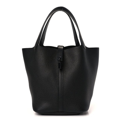 Hermes Taurillon Clemence Monochrome Picotin Lock 22 MM Black 1 of 9