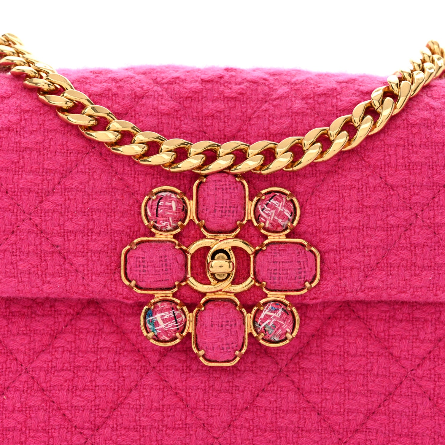 Chanel Cashmere Tweed Quilted Mini Bijoux Flap Fuchsia 8 of 11