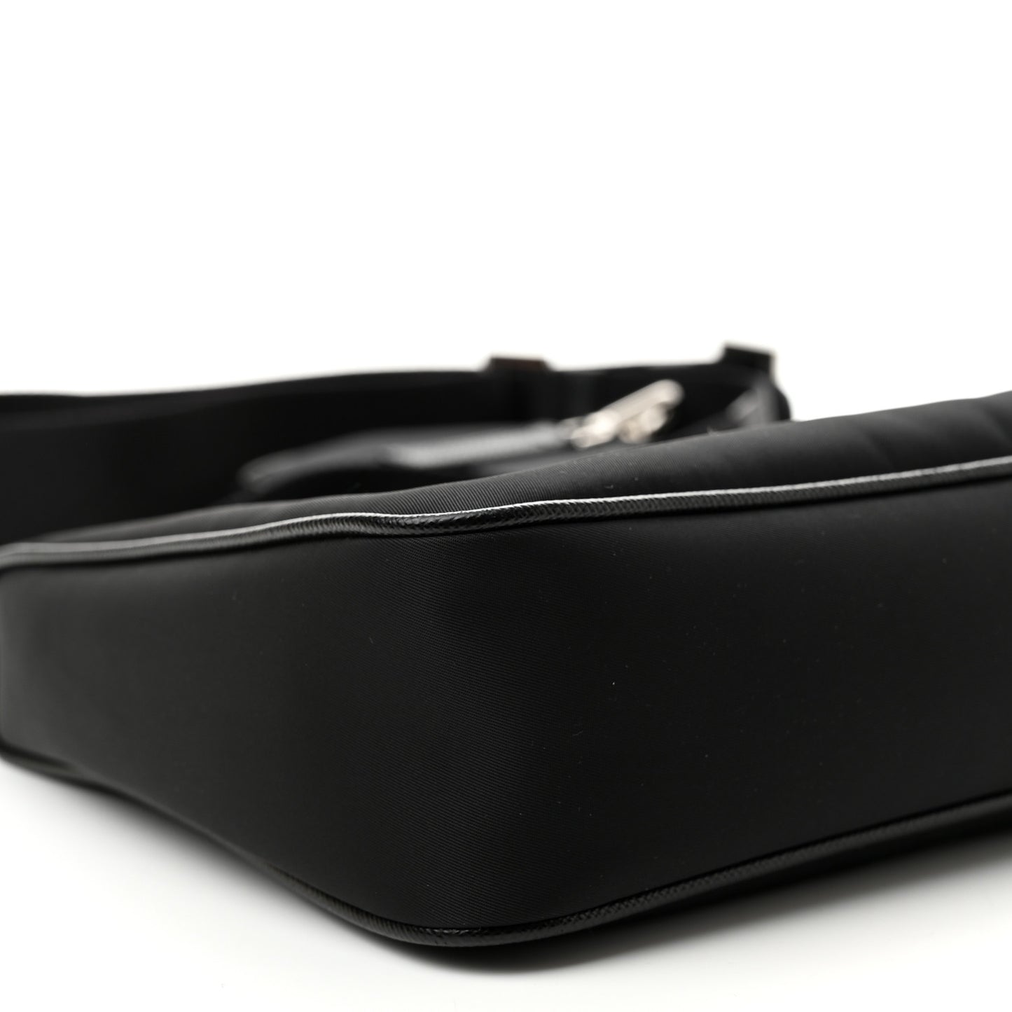 Re-Nylon Saffiano Pocket Zippered Shoulder Bag Black