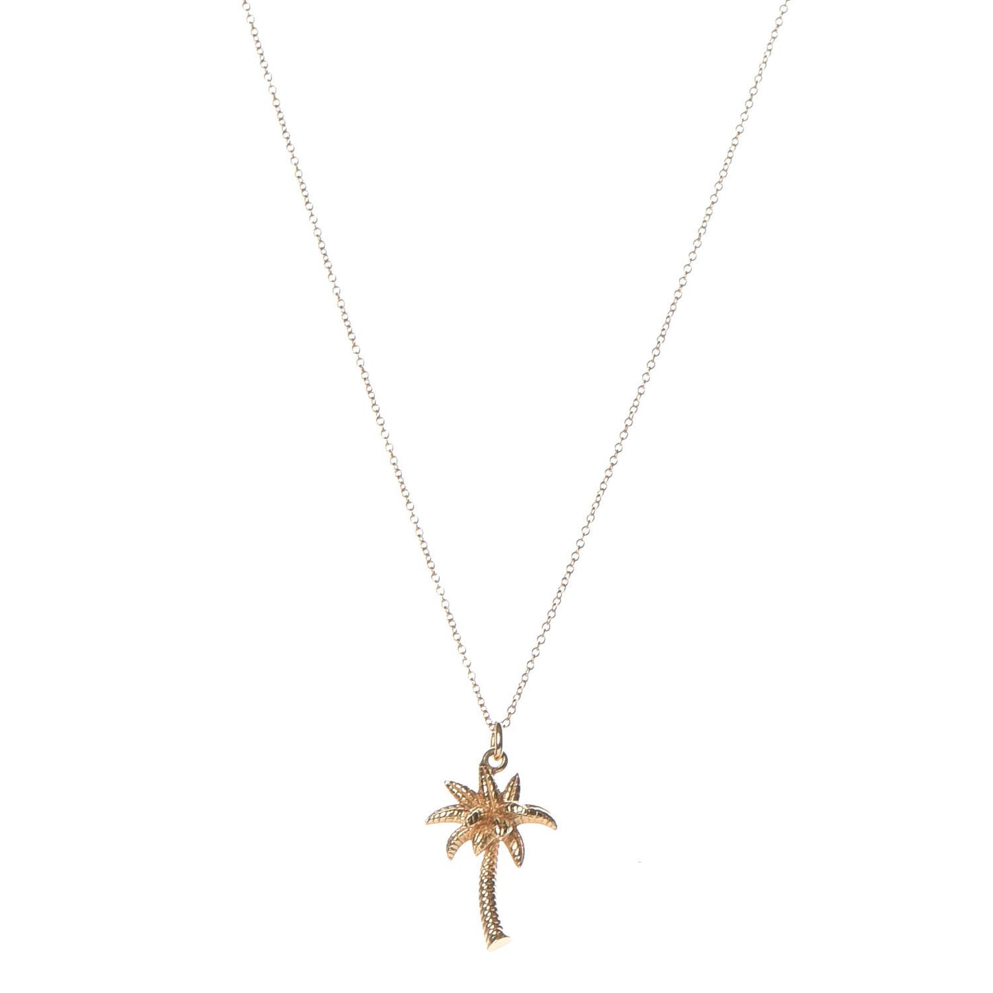 18K Yellow Gold Palm Tree Pendant Necklace