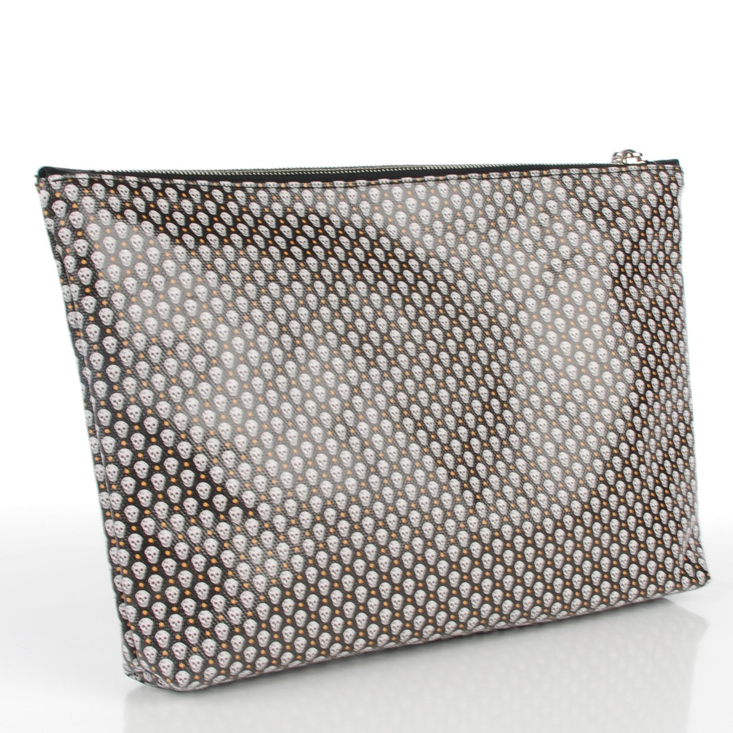 Coated Canvas Mini Skull Zipped Pouch Black