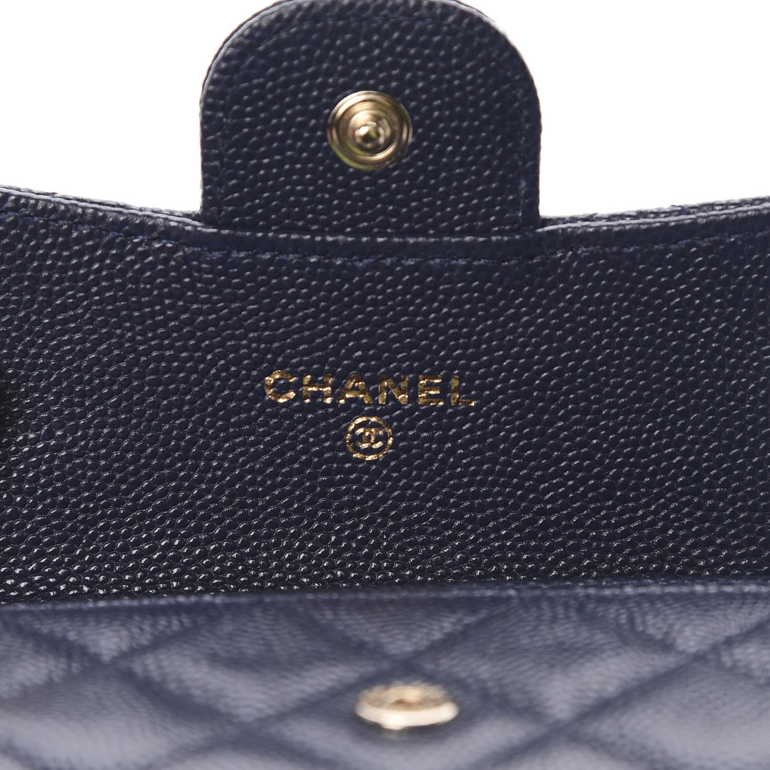 Chanel Caviar Quilted Flap Card Holder Wallet Navy Blue 5 of 9