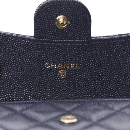 Chanel Caviar Quilted Flap Card Holder Wallet Navy Blue 5 of 9