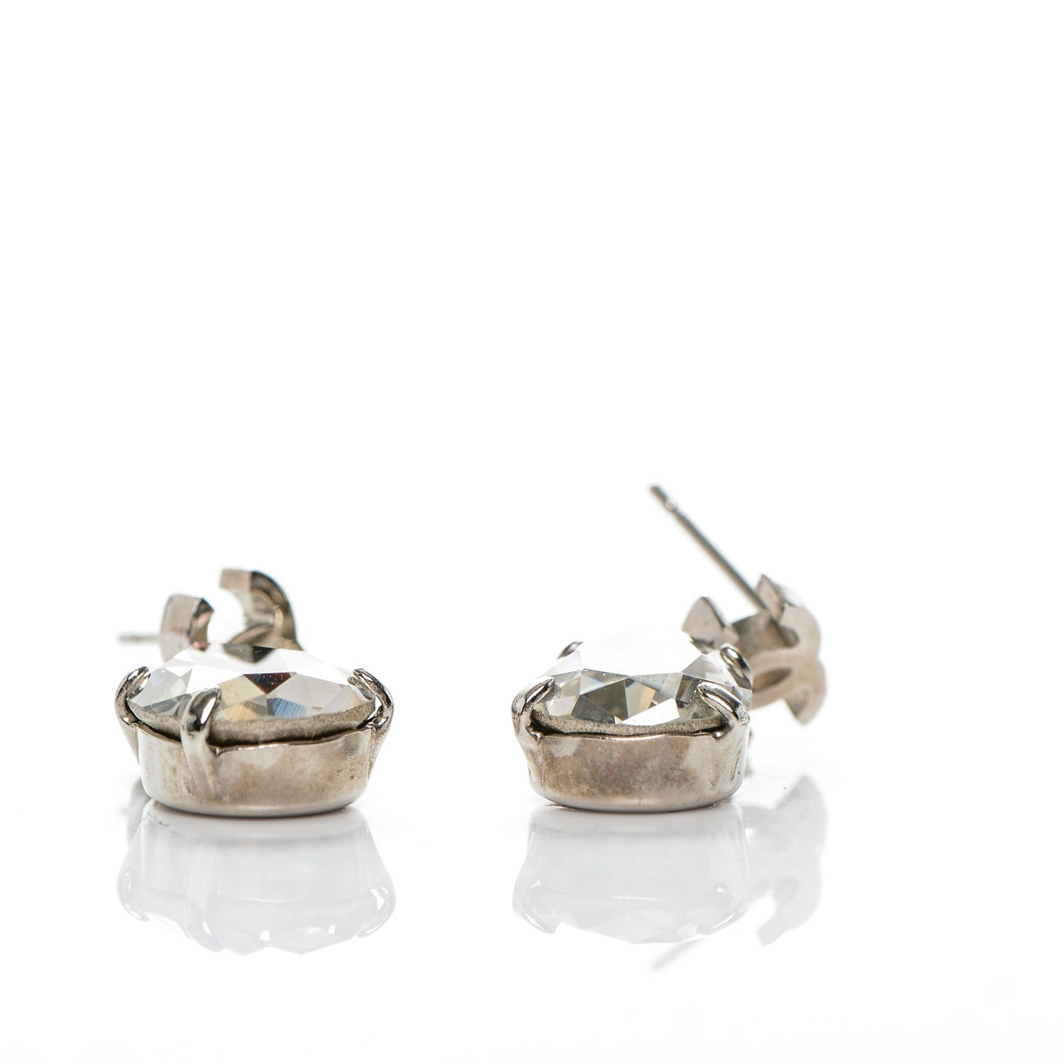 Chanel Crystal CC Drop Earrings Silver 4 of 4