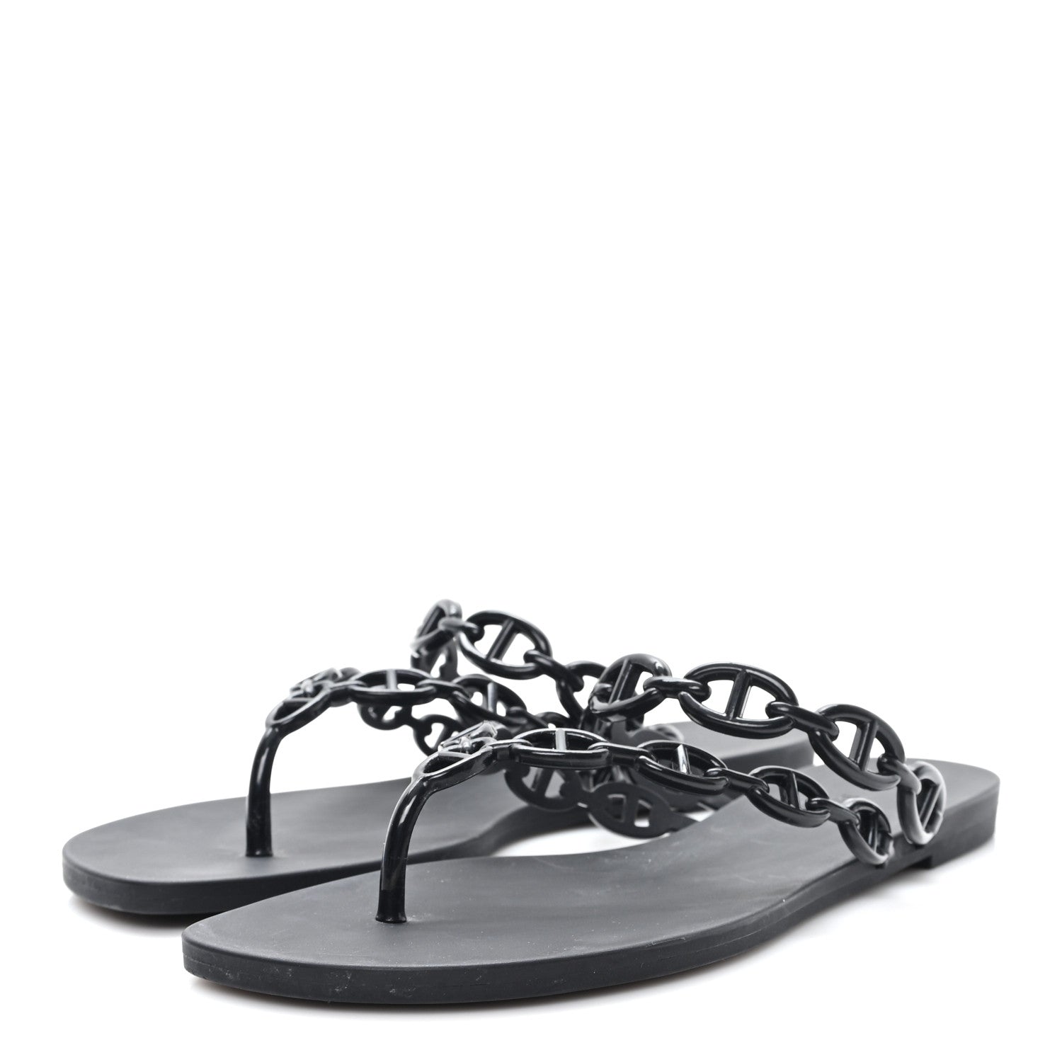 Hermes Rubber Chaine d'Ancre Island Sandals 39 Black 4 of 9