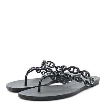 Hermes Rubber Chaine d'Ancre Island Sandals 39 Black 4 of 9