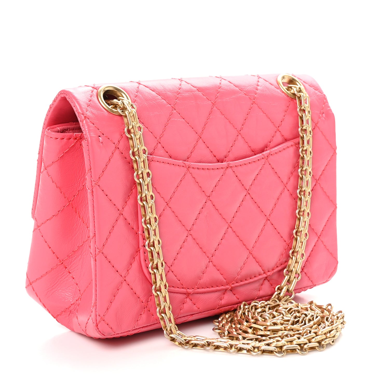Aged Calfskin Quilted 2.55 Reissue Mini Flap Pink