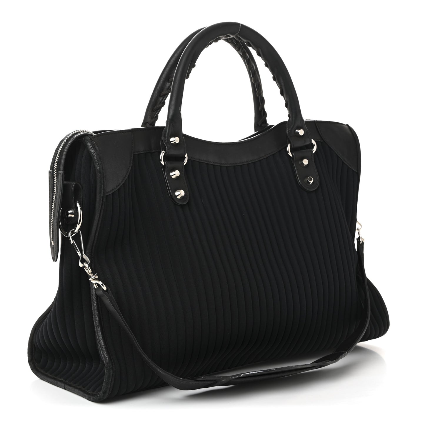 Ribbed Neoprene Classic Silver Hardware City Black