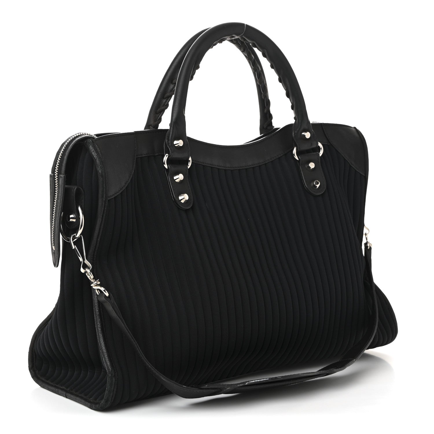 Balenciaga Ribbed Neoprene Classic Silver Hardware City Black 3 of 12
