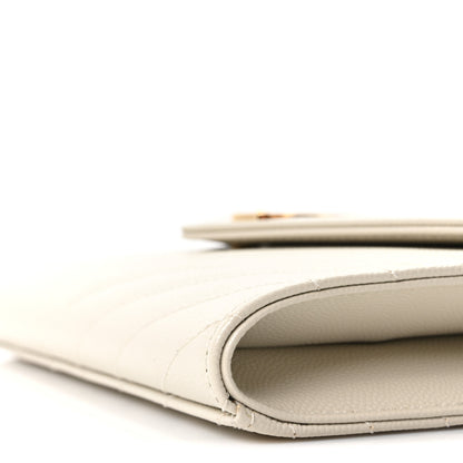 Saint Laurent Grain De Poudre Matelasse Chevron Monogram Envelope Clutch Crema Soft 10 of 10