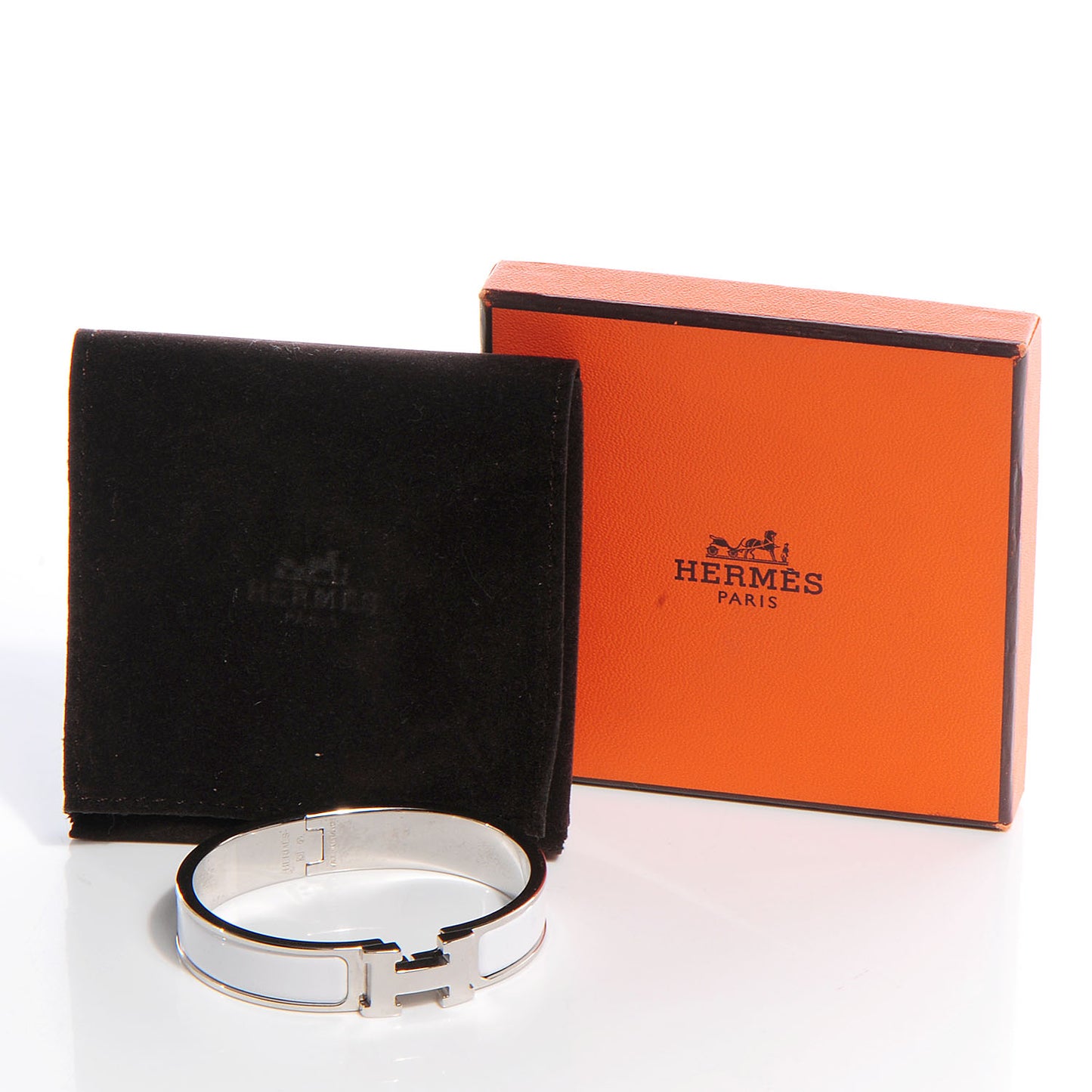 Enamel Narrow Clic Clac H Bracelet PM White