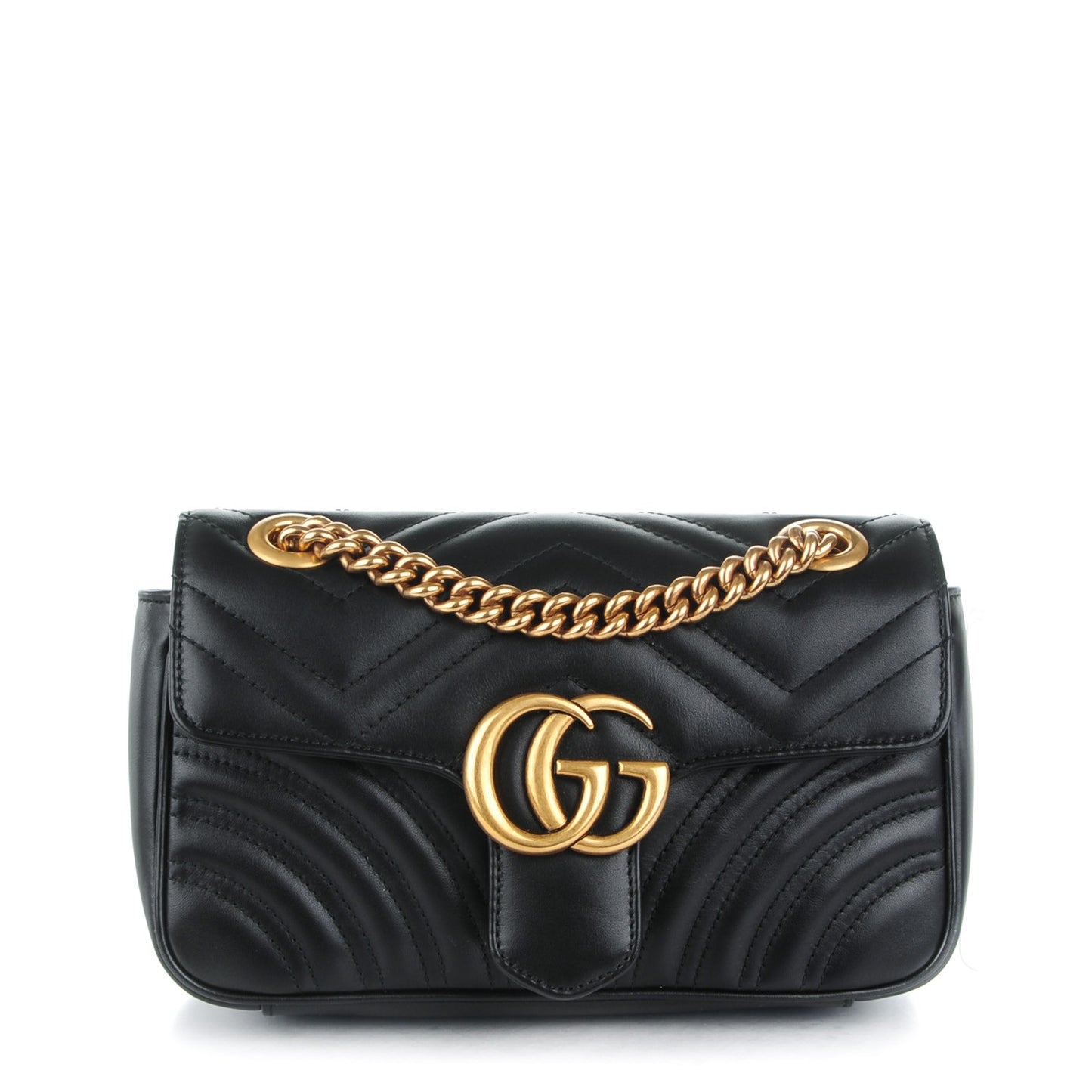 Calfskin Matelasse Mini GG Marmont Shoulder Bag Black