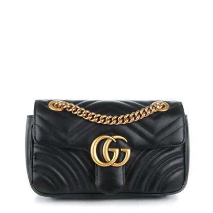 Gucci Calfskin Matelasse Mini GG Marmont Shoulder Bag Black 1 of 7