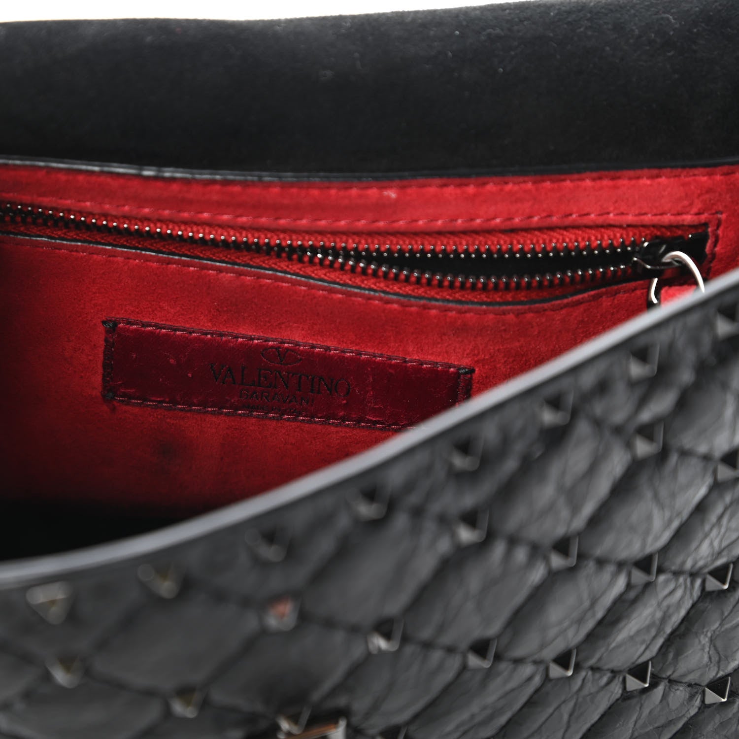 Valentino Garavani Craquele Nappa Medium Rockstud Spike Shoulder Bag Black 8 of 10