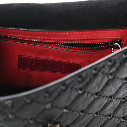 Valentino Garavani Craquele Nappa Medium Rockstud Spike Shoulder Bag Black 8 of 10