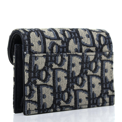 Christian Dior Oblique Saddle Card Holder Blue 3 of 9