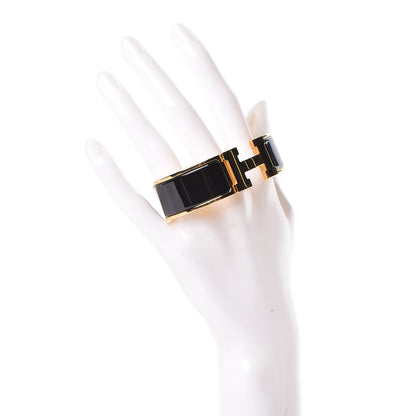 Hermes Enamel Wide Clic Clac H Bracelet GM Black 2 of 6