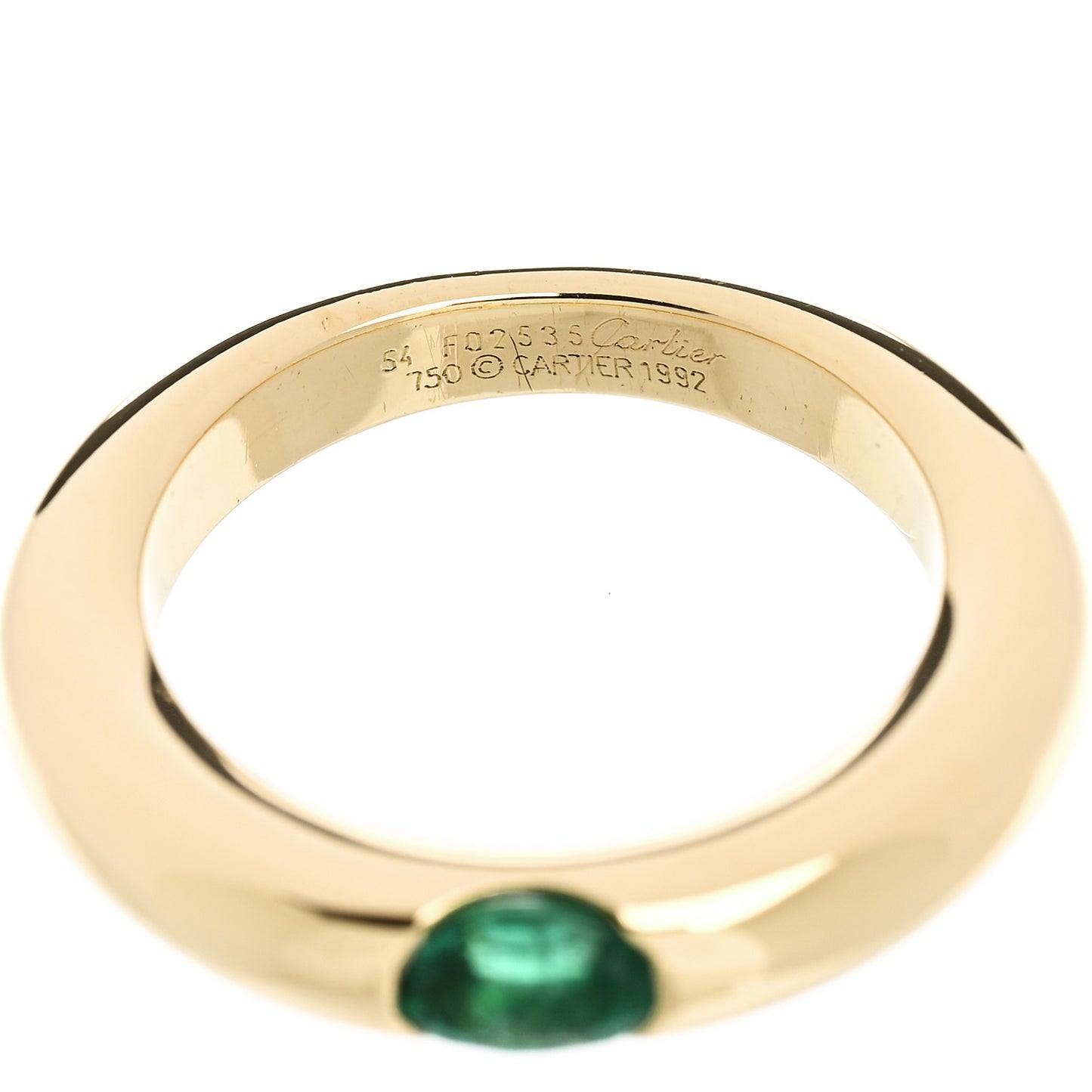 18K Yellow Gold Emerald Ellipse Oval Cut Ring 54 6.75