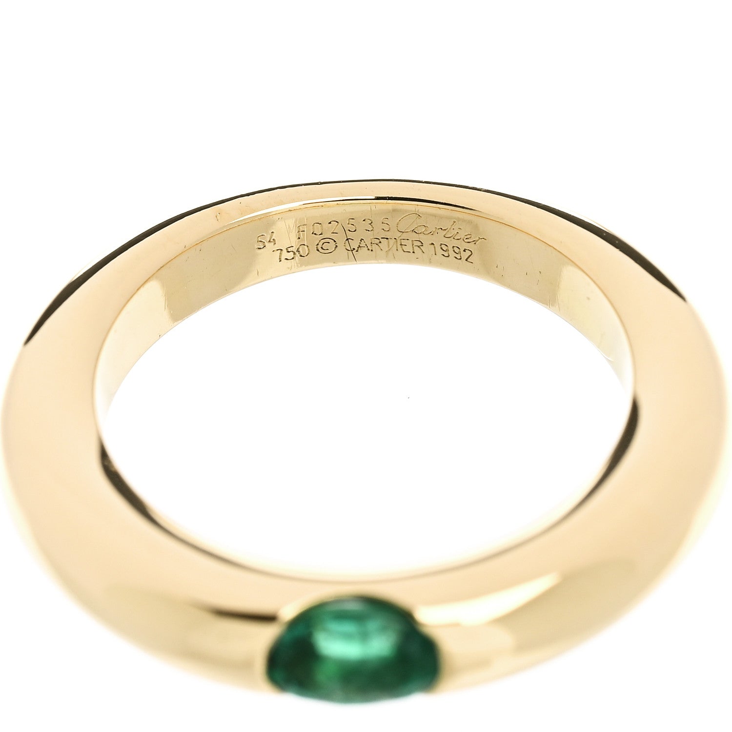 Cartier 18K Yellow Gold Emerald Ellipse Oval Cut Ring 54 6.75 4 of 4