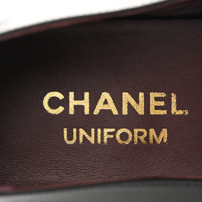 Chanel Calfskin Elastic Lace Up Cap Toe CC Loafers 40 Black 7 of 10