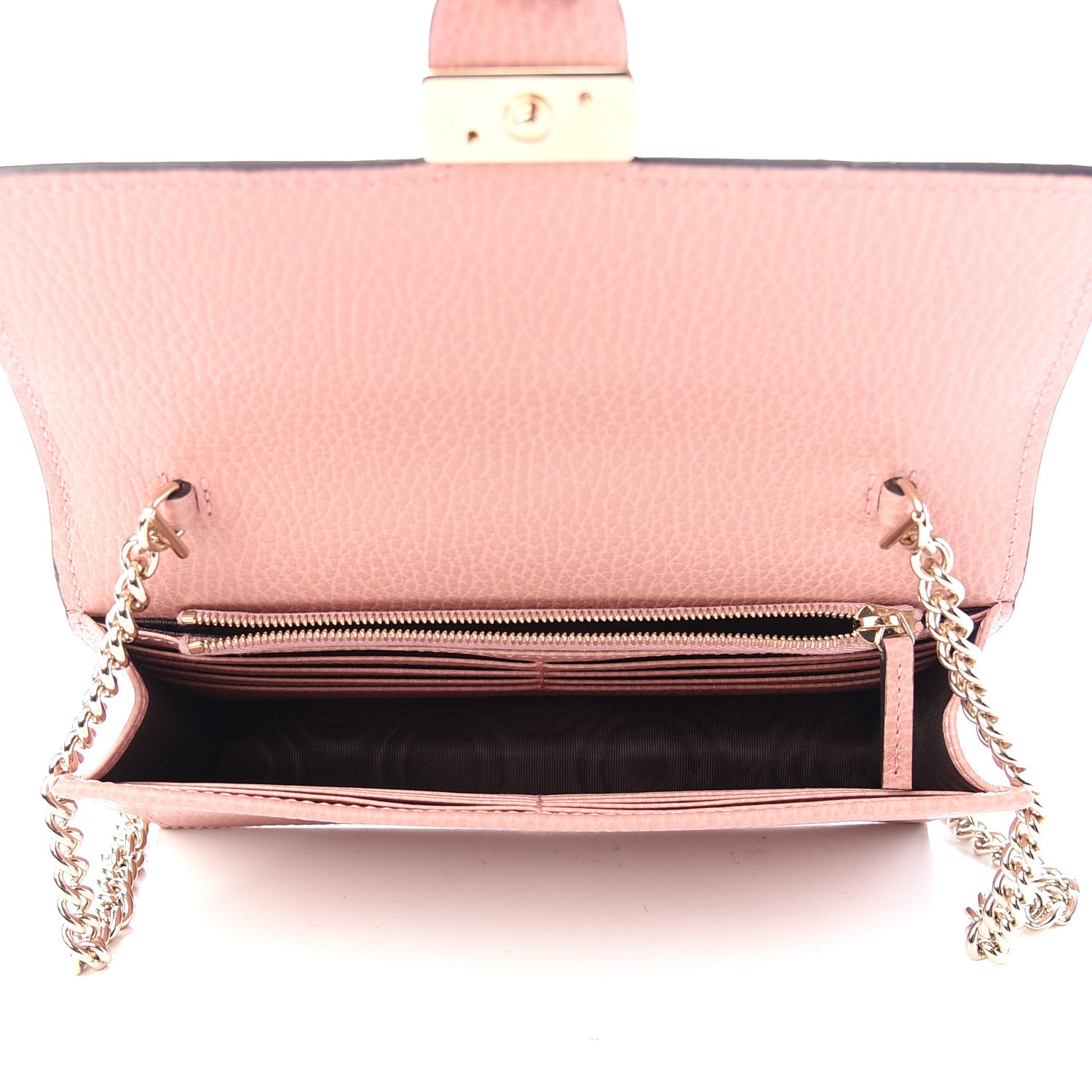 Gucci Dollar Calfskin Interlocking G Chain Wallet Soft Pink 5 of 9