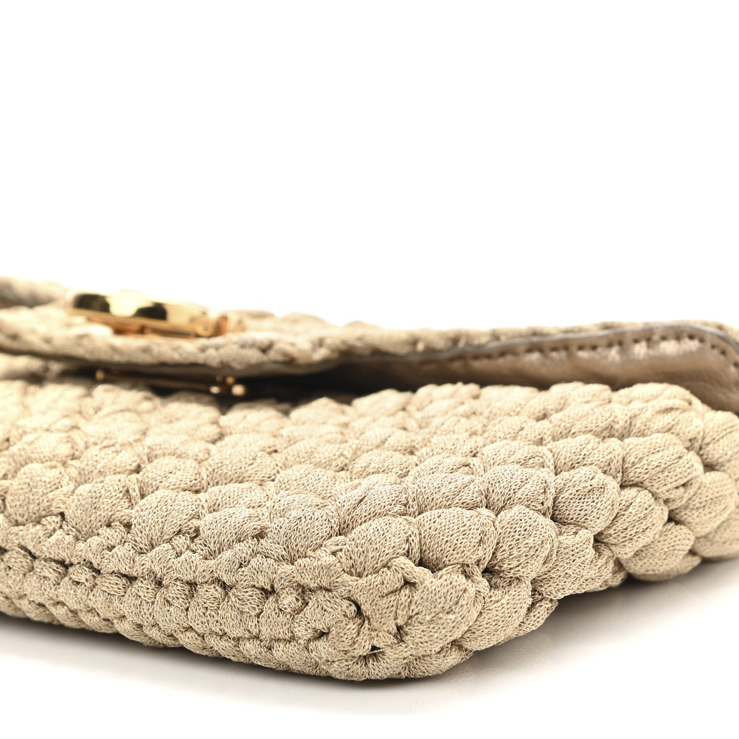 Woven Fabric Shoulder Bag Beige